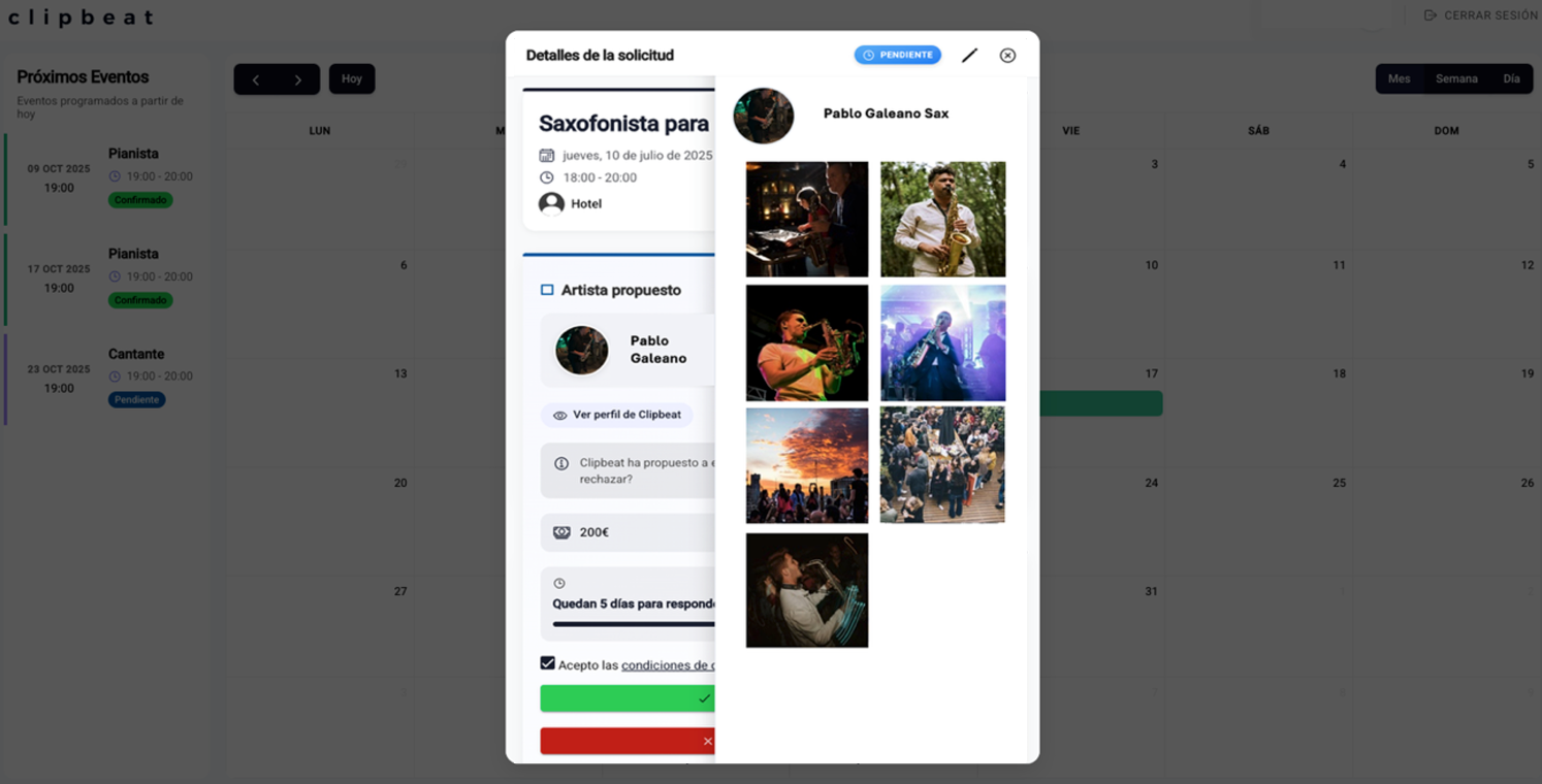 4. Valora al artista con sus videos, y acepta